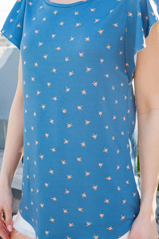 Flutter Sleeve Knit Jersey Top