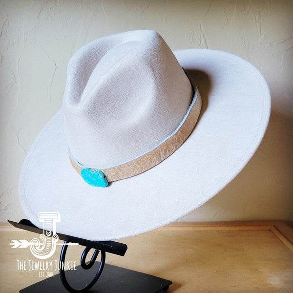Tan Hide w/Turq Slab Leather Band Choice Hat