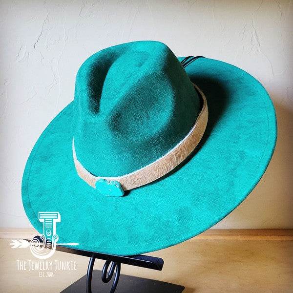 Tan Hide w/Turq Slab Leather Band Choice Hat