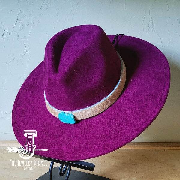 Tan Hide w/Turq Slab Leather Band Choice Hat