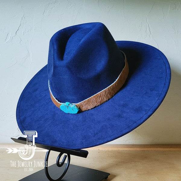 Brown Hide Turq Slab Leather Band Choice Hat