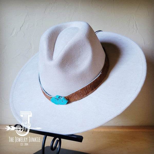 Brown Hide Turq Slab Leather Band Choice Hat