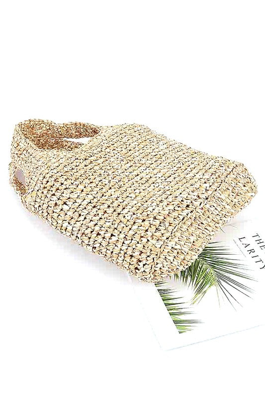 2 Tone Straw Woven Shoulder Bag
