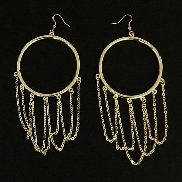 Chain Layered Fish Hook Chunky Earrings
