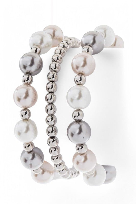 Mix Pearls Stretch Bracelet Set
