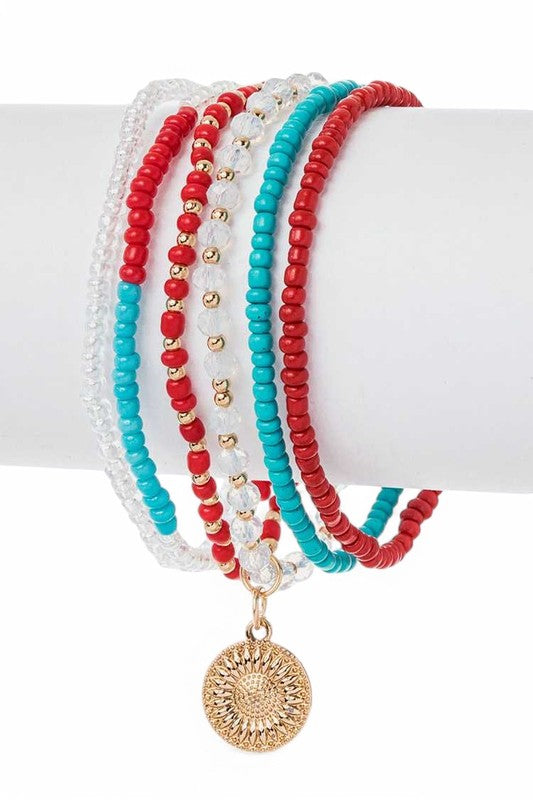 Mix Color Seed Beads Bracelet Set