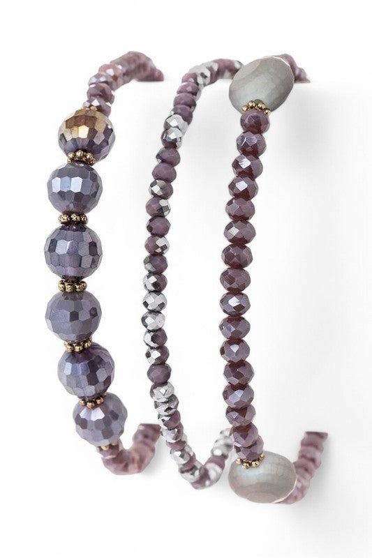 Mix Beads 3PC Stretch Bracelet Set