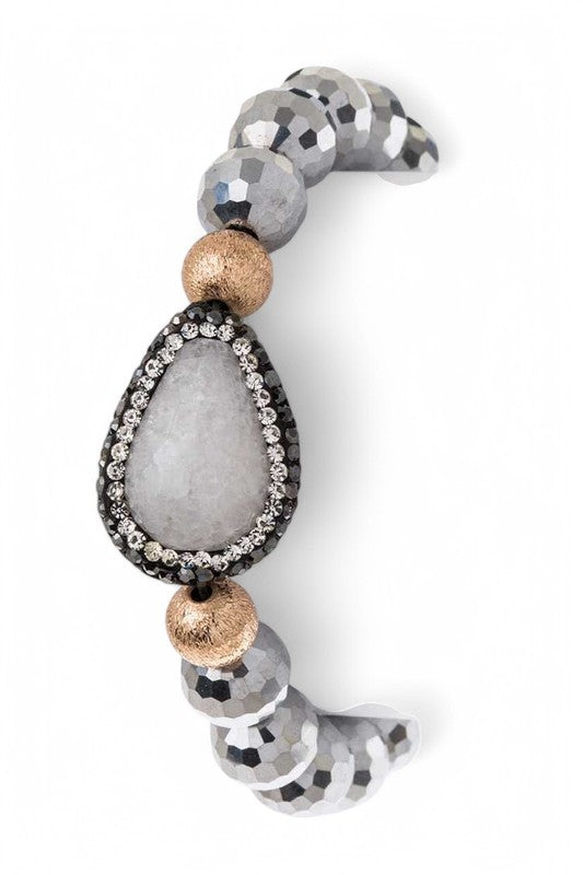Quartz Stone Stretch Beaded Bracelet