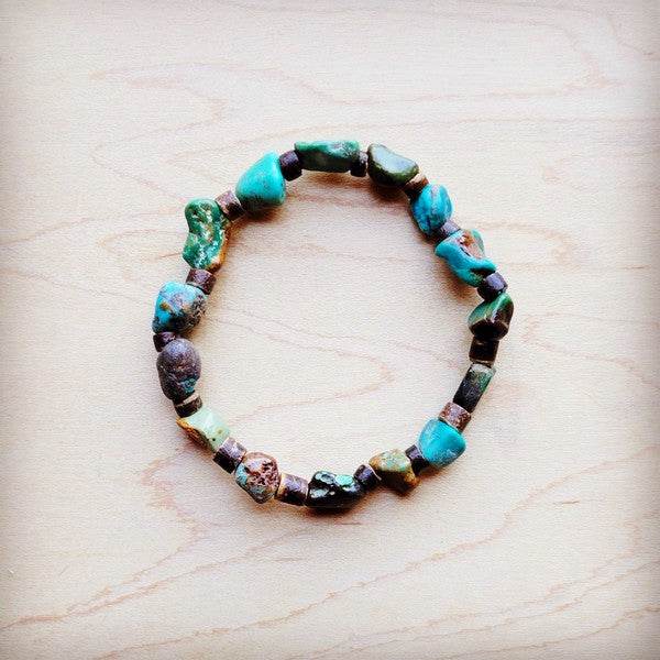Genuine HuBei Natural Turquoise Beaded w/ Wood