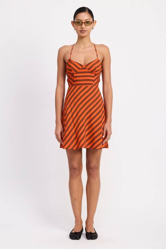 STRAPPY BACK BIAS CUT MINI DRESS