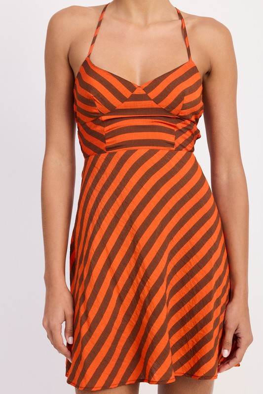 STRAPPY BACK BIAS CUT MINI DRESS