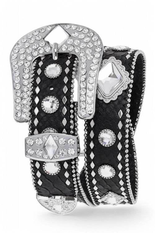 Crystal Embellished Fashion Leather Belt
