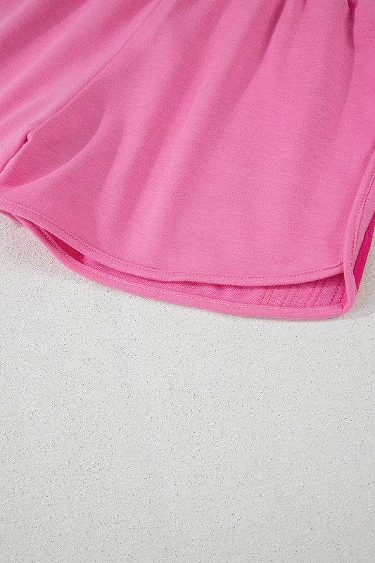 Color Block Elastic High Waist Active Shorts