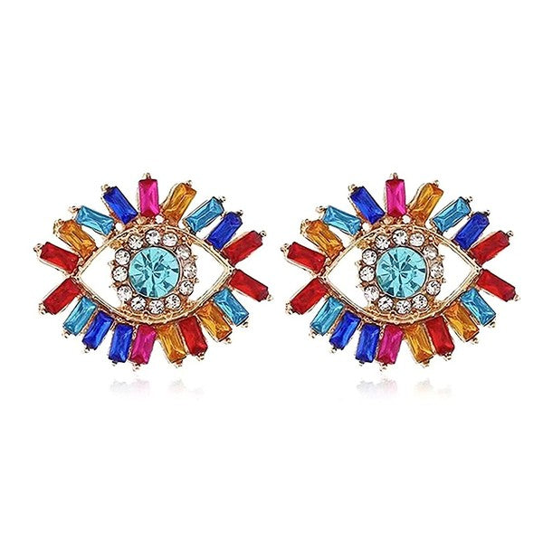 Evil Eye Rhinestone Stud Earrings