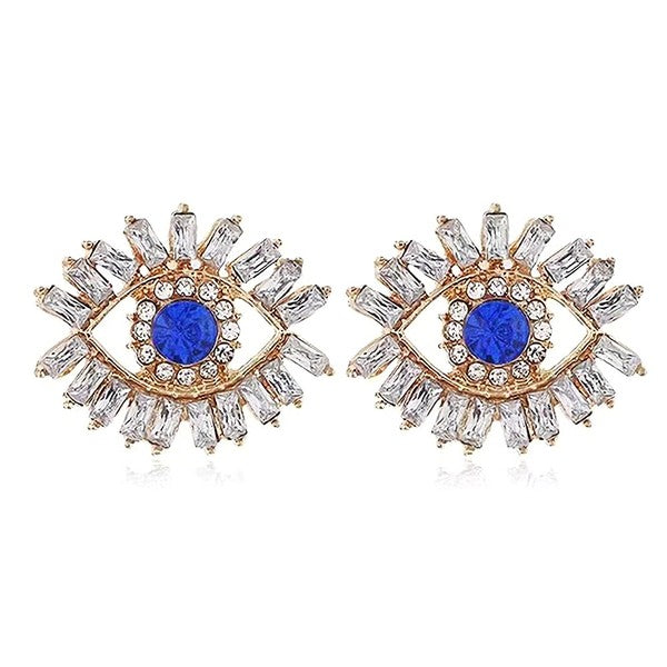 Evil Eye Rhinestone Stud Earrings