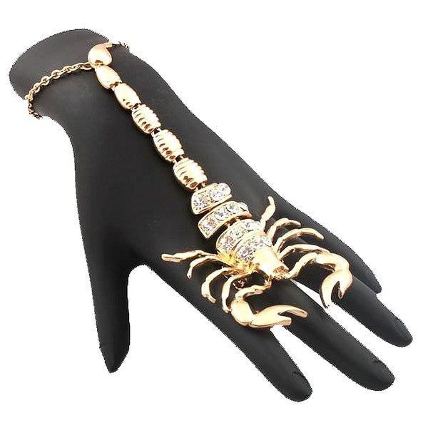 Scorpion Rhinestone Hand Chain Bracelet