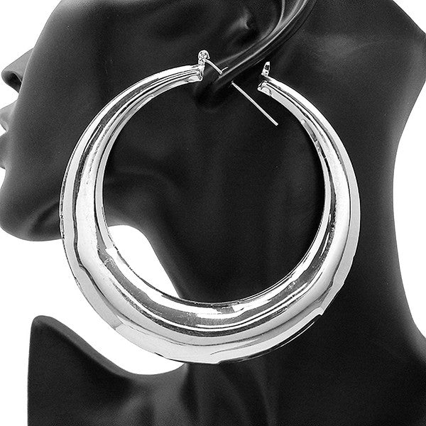 High Polished Hollow with Circle Hoop Earrings