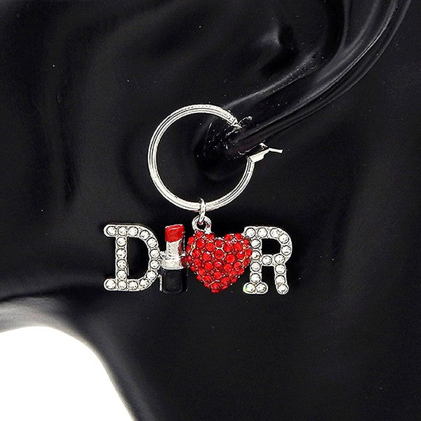 LUxury Inspired D Lipsti Heart R Hoop Earrings