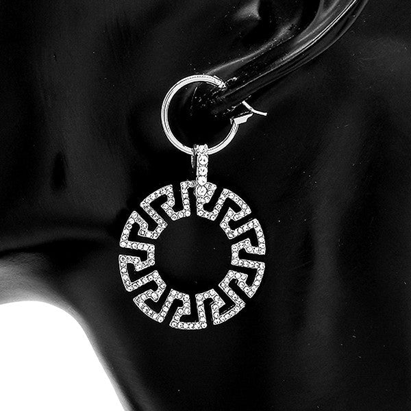 LUxury Inspired Greek Key 15mm Baby Hoop Earrings