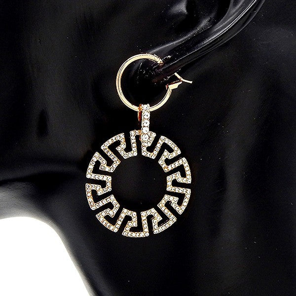 LUxury Inspired Greek Key 15mm Baby Hoop Earrings