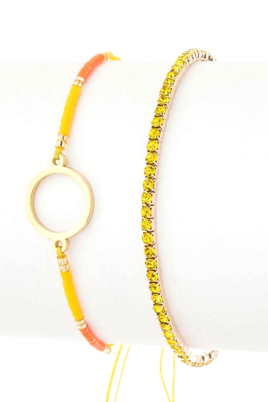 Seed Beads String Rhinestone Bracelet Set