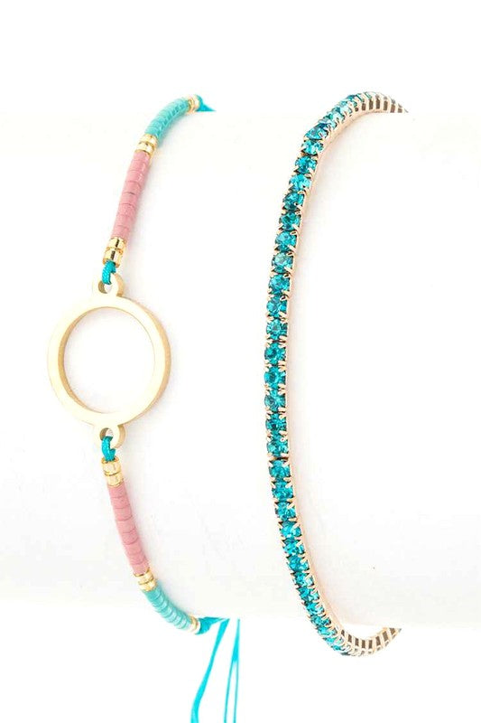 Seed Beads String Rhinestone Bracelet Set