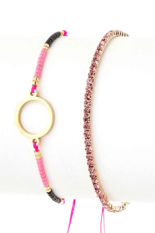 Seed Beads String Rhinestone Bracelet Set
