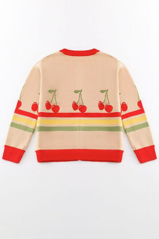 Cherry Retro Stripe Cardigan