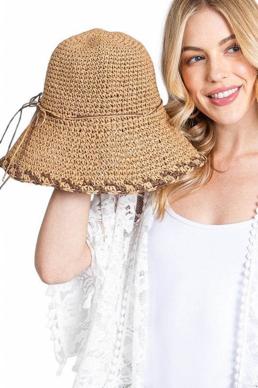 Crochet Straw Bucket Hat