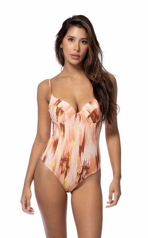 PRINTED UNDERWIRE ONE PIECE SWIMSUIT