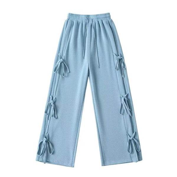 Side tie ribbon bows sweat pants