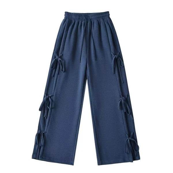 Side tie ribbon bows sweat pants