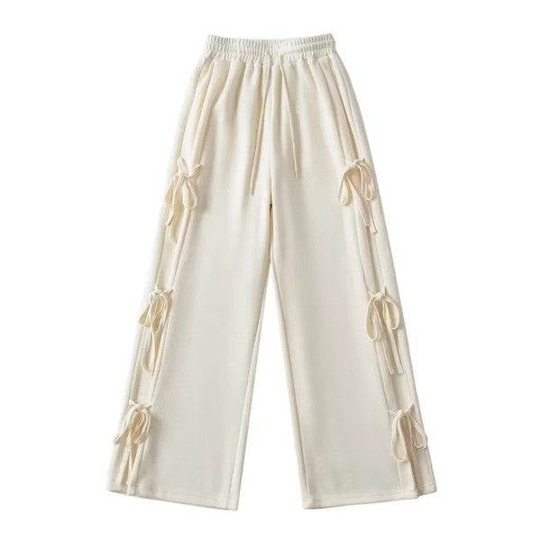 Side tie ribbon bows sweat pants