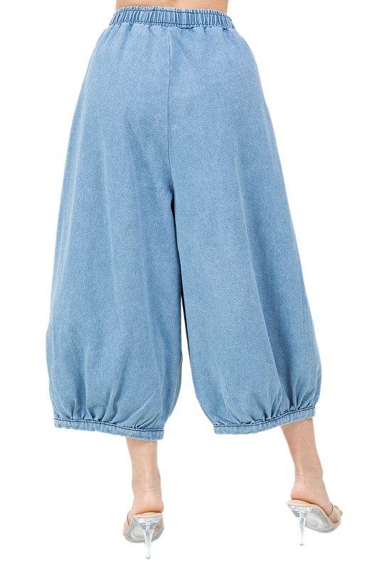 WOMEN FASHION HAREM STYLE DENIM PANTS