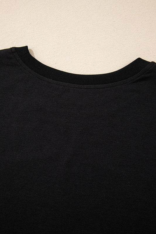 Checkerboard Peace Sign Printed Round Neck T Shirt