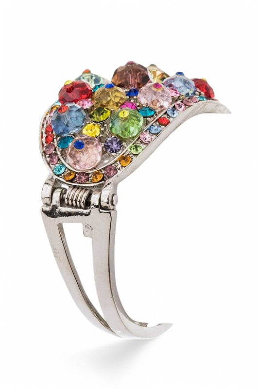 Oversize Crystal Statement Hinged Bangle