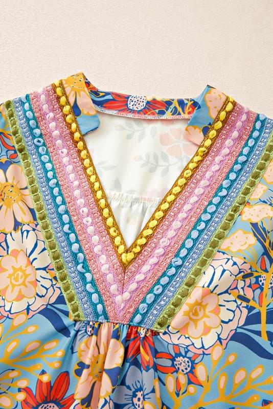 Multicolour Half Sleeve Boho Floral  Blouse