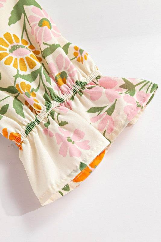 Multicolour Half Sleeve Boho Floral  Blouse