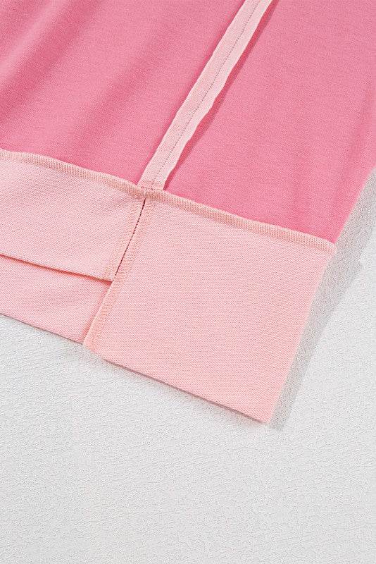 Cotton Peach Half Raw Seam High Low Side Split Top
