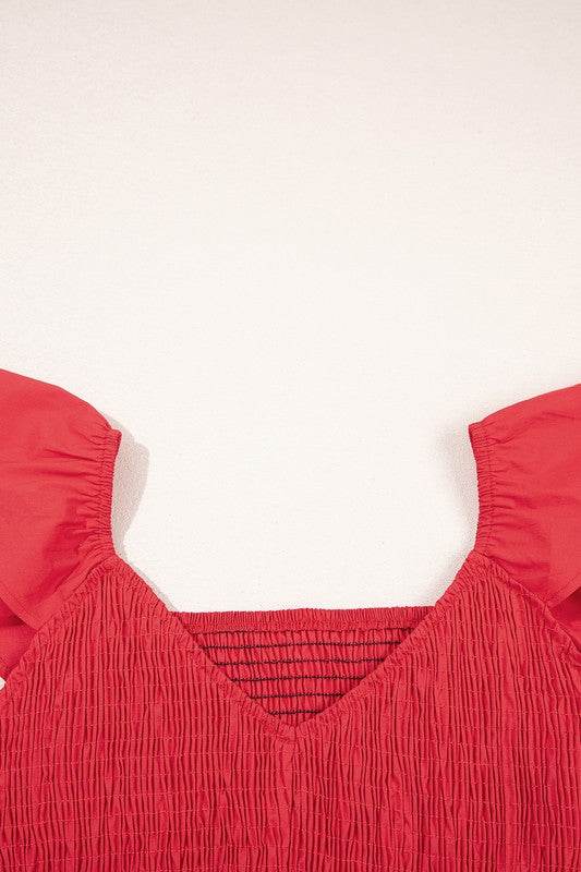 Cotton Flutter Smocked High Waist Ruffle Maxi