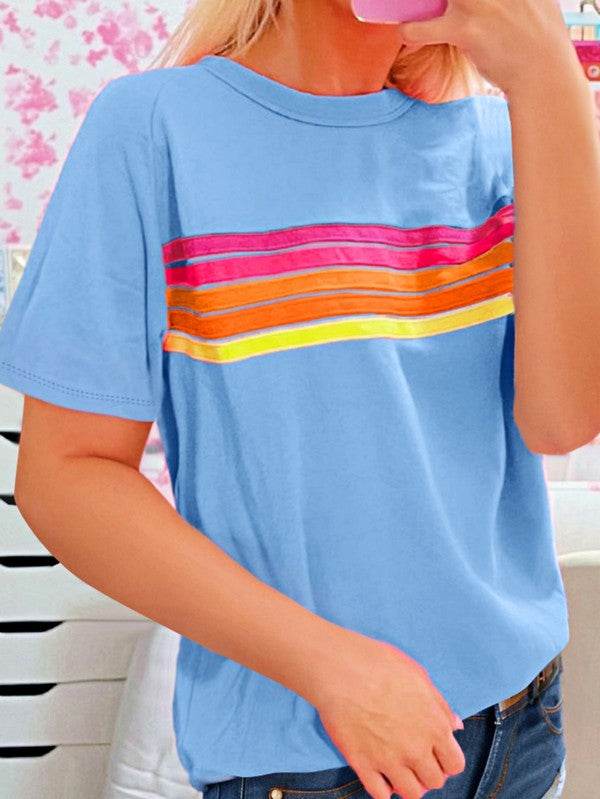 Cotton Blue Raglan Short Sleeve Sweatshirt