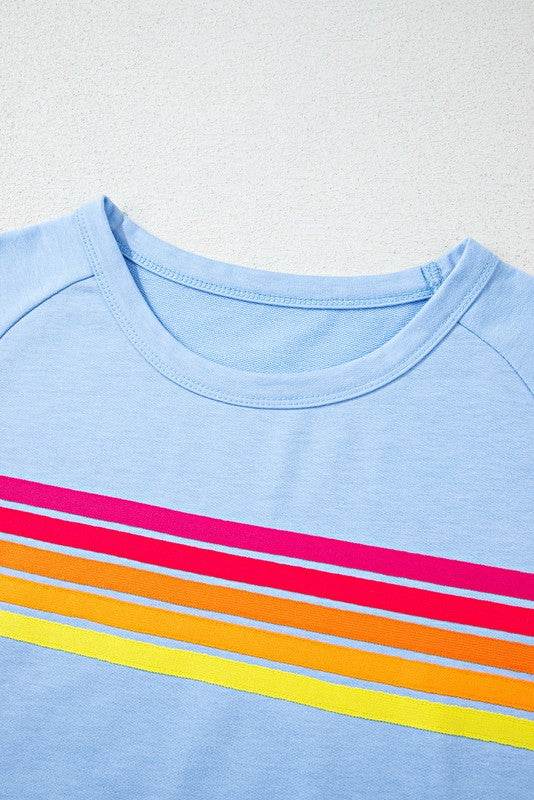 Cotton Blue Raglan Short Sleeve Sweatshirt