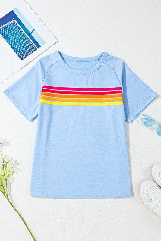 Cotton Blue Raglan Short Sleeve Sweatshirt