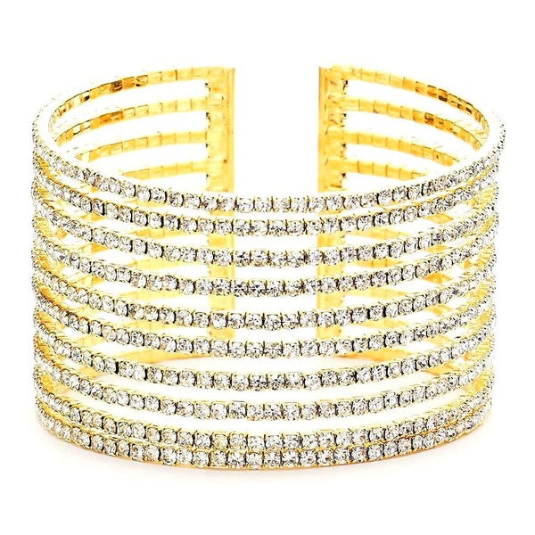 10 Lines Crystal Cuff Spring Bracelet