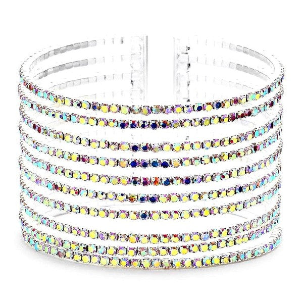 10 Lines Crystal Cuff Spring Bracelet
