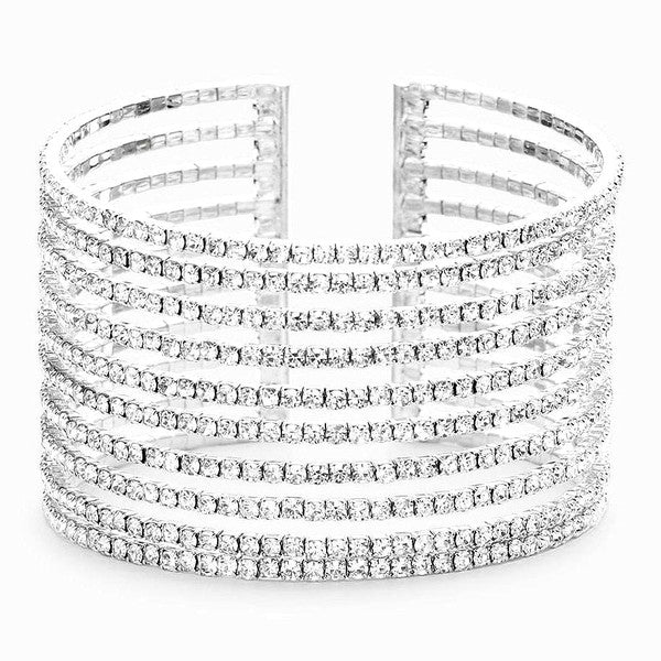 10 Lines Crystal Cuff Spring Bracelet