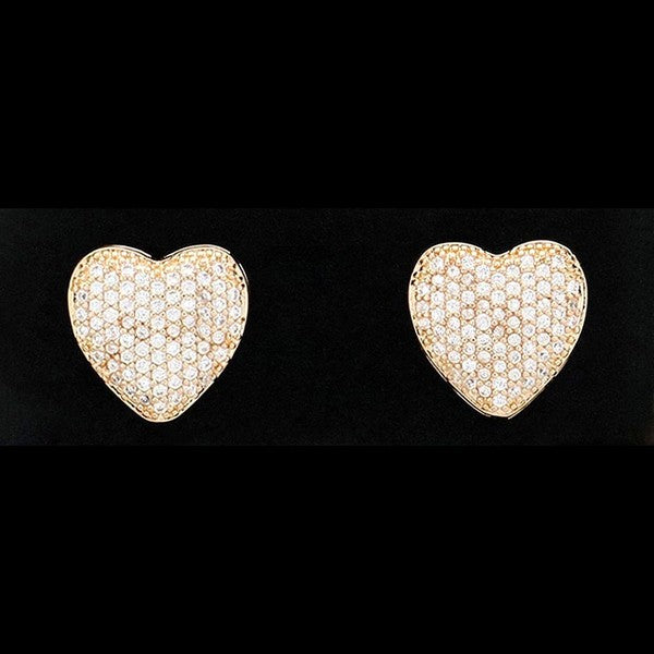 Shimmering Cubic Zirconia Heart Stud Earrings