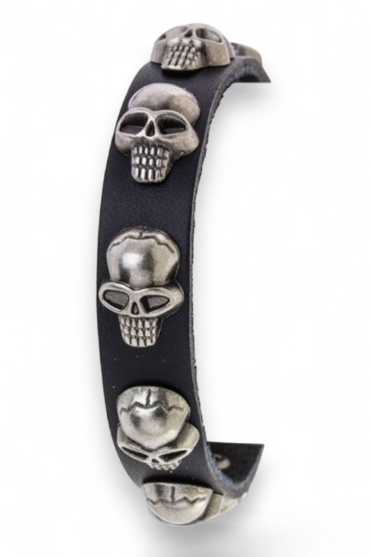 Skull Studs Leather Cuff