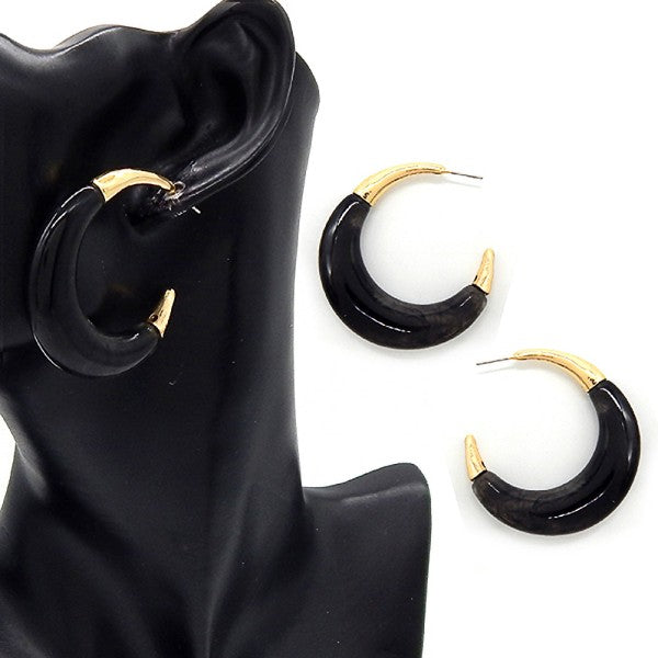 Acetate Stone Fixture Crescent Circle Hoop