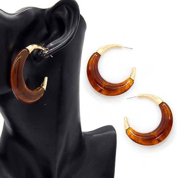 Acetate Stone Fixture Crescent Circle Hoop